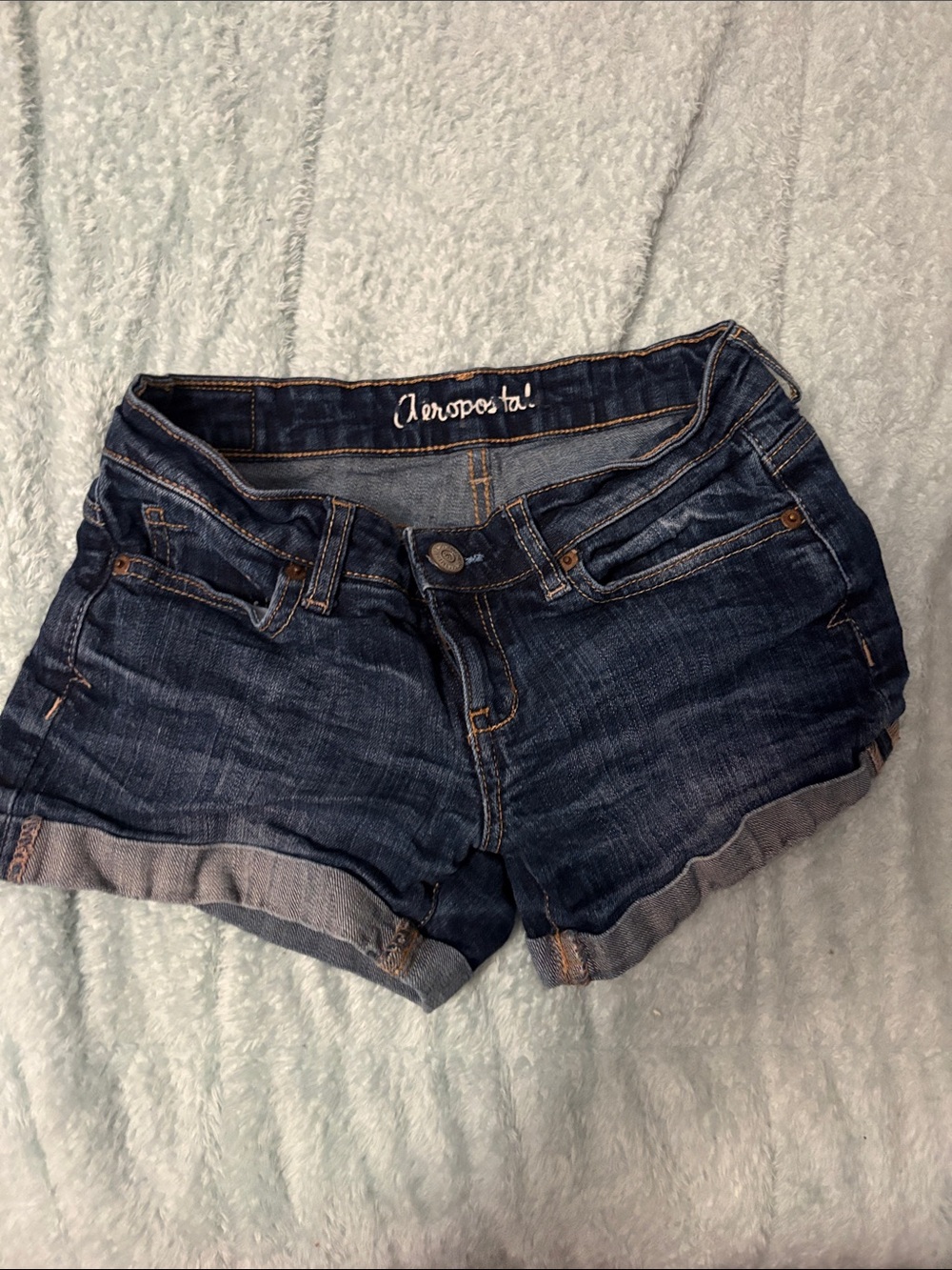 Aeropostale Dark Blue Denim Roll-Cuff Shorts